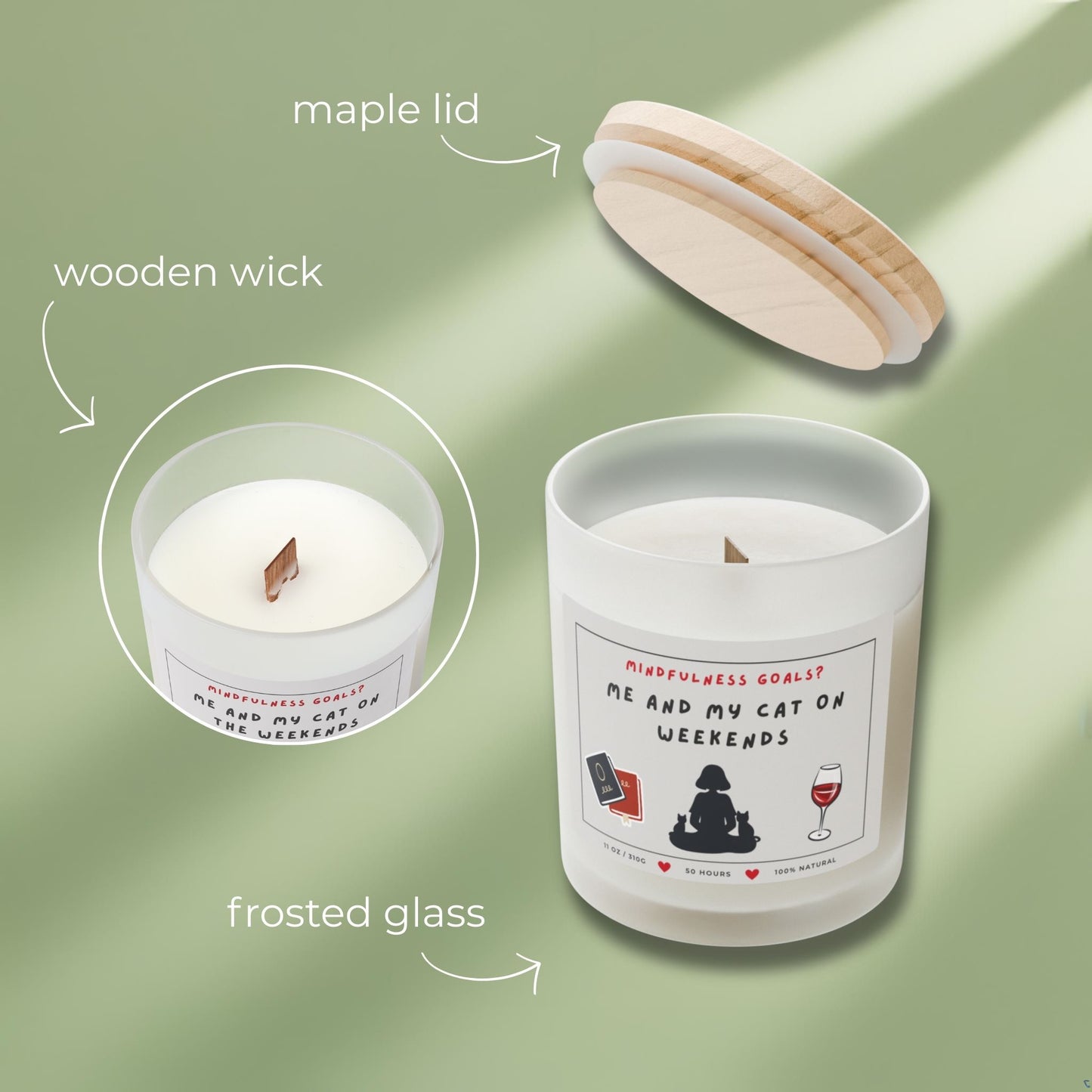 Candle for mindful cat mom close up