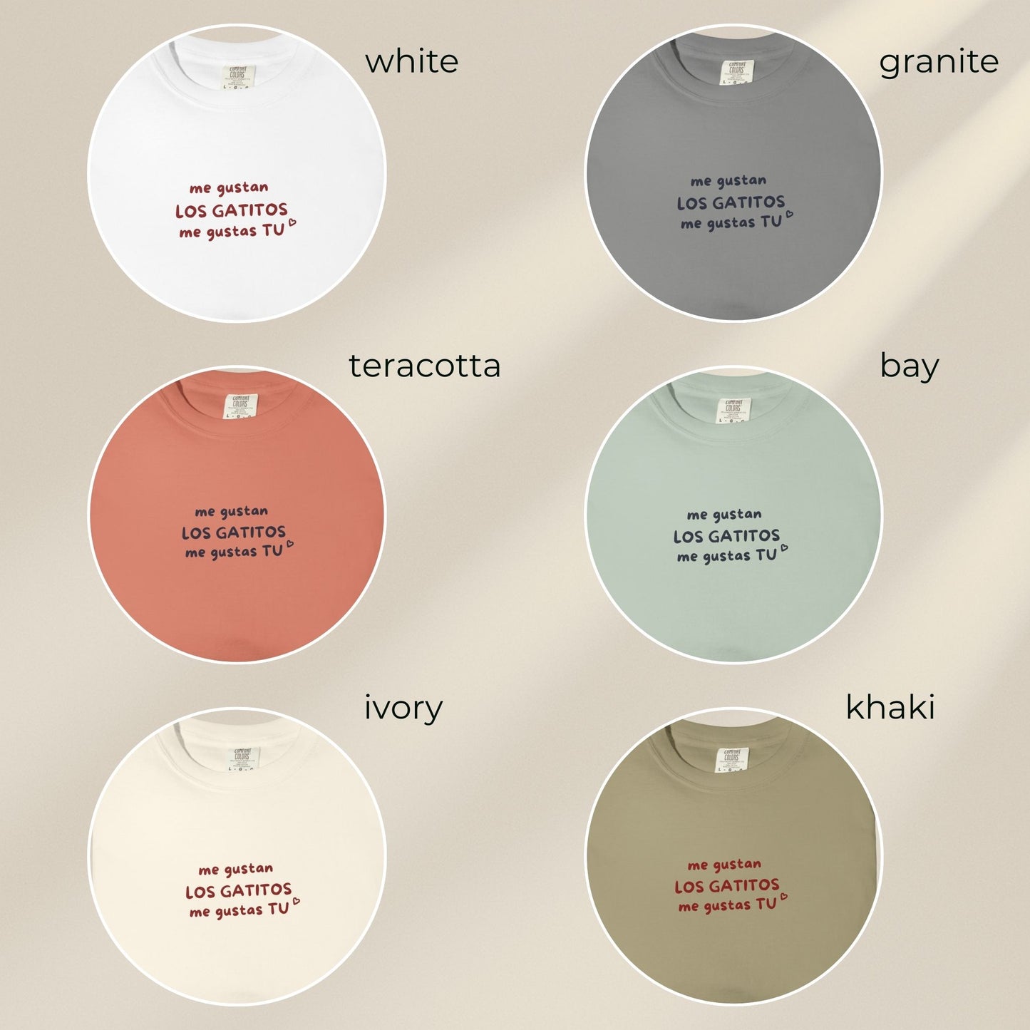 T-shirt with Spanish quote color variations