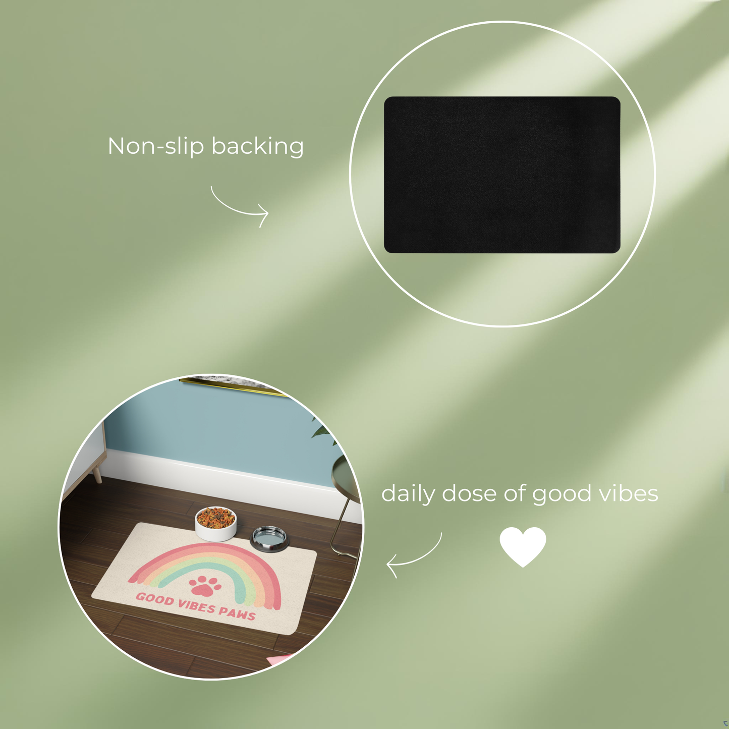 Details about food mat with good vibes paws quote