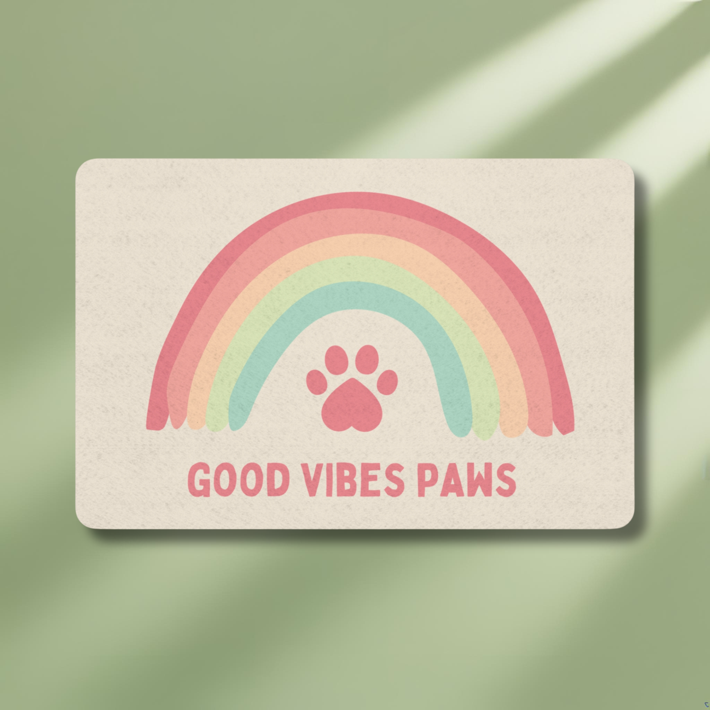 Good vibes paws quote pets food mat