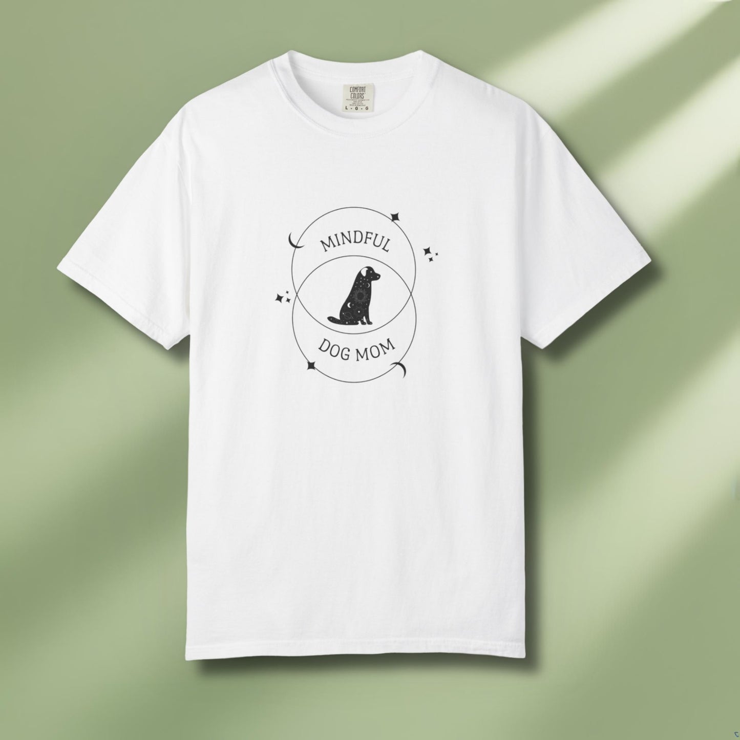 Mindful dog mom T-shirt close up