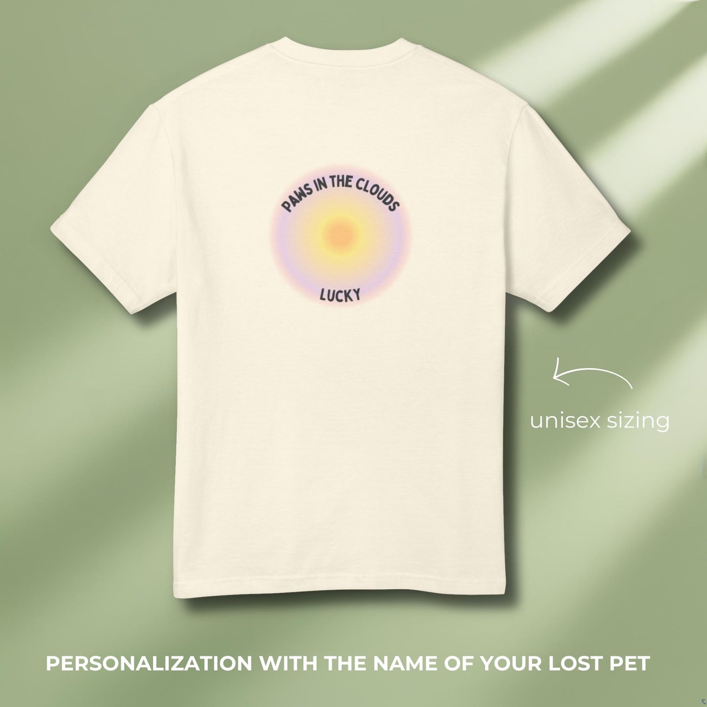 T-shirt with personalization of lost pet’s name