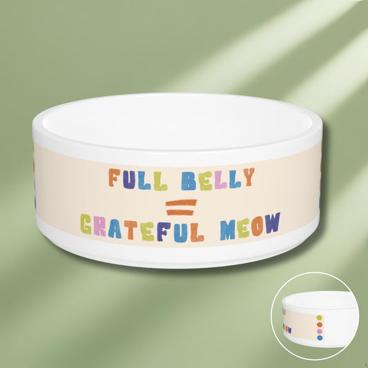 Food bowl for cats with mindful design that sparks gratitude 