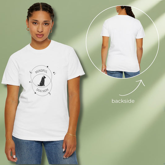 Mindful dog mom T-shirt on model